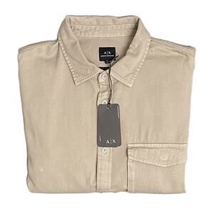 Armani Exchange Men's XL Boxy Fit String Cotton Twill Stretch Shirt NEW